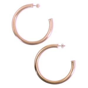 Sheila Fajl Arlene 2.5" Tubular Hoop Brushed Rose Gold Plated Earrings NEW